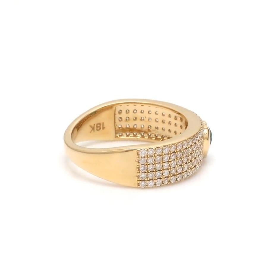 Taille Asscher Bague en or 18k ornée d'une émeraude naturelle zambienne et d'un diamant en vente