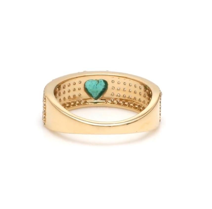 Bague en or 18k ornée d'une émeraude naturelle zambienne et d'un diamant Neuf - En vente à jaipur, IN