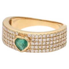 Natural zambian emerald diamond ring in 18k gold