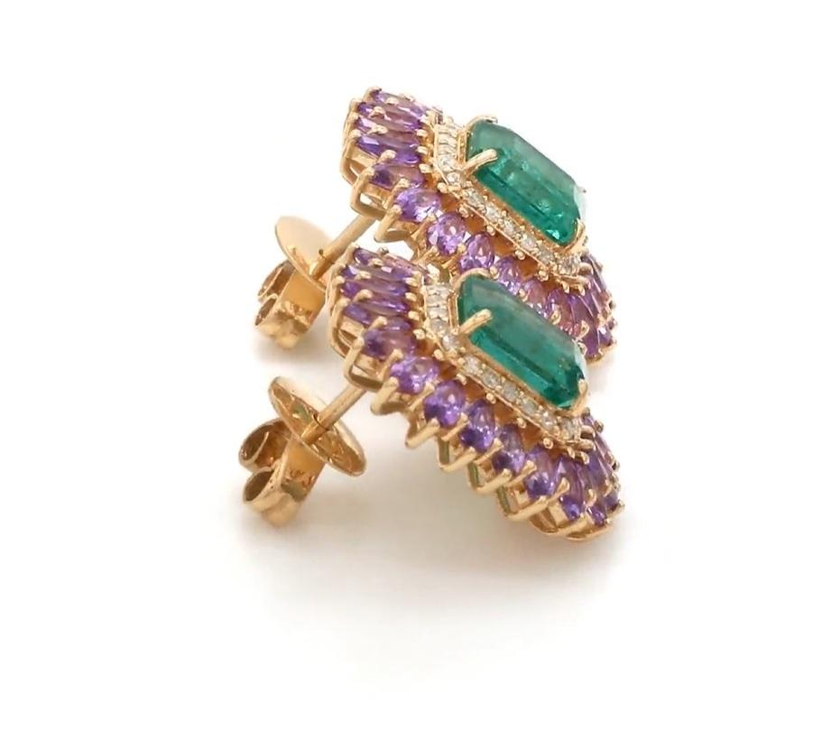 Purple sapphire marquise emerald diamond earring gold  Natural emerald octagon purple sapphire studs gold  Emerald sapphire earrings gold

GEMSTONE DETAILS :
✦ Gemstone : Purple Sapphire
✦ Gemstone Type : Natural
✦ Gemstone Size : 4x2 MM
✦ Gemstone