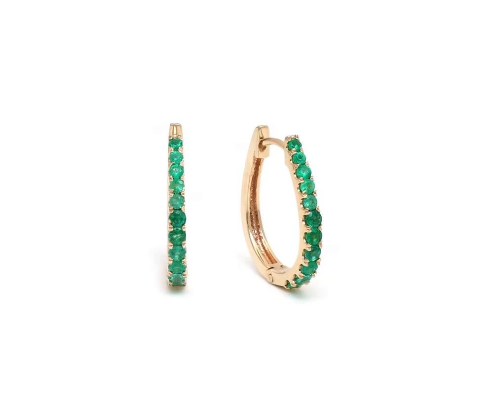 Natural zambian emerald earring in 14k gold Pour femmes en vente