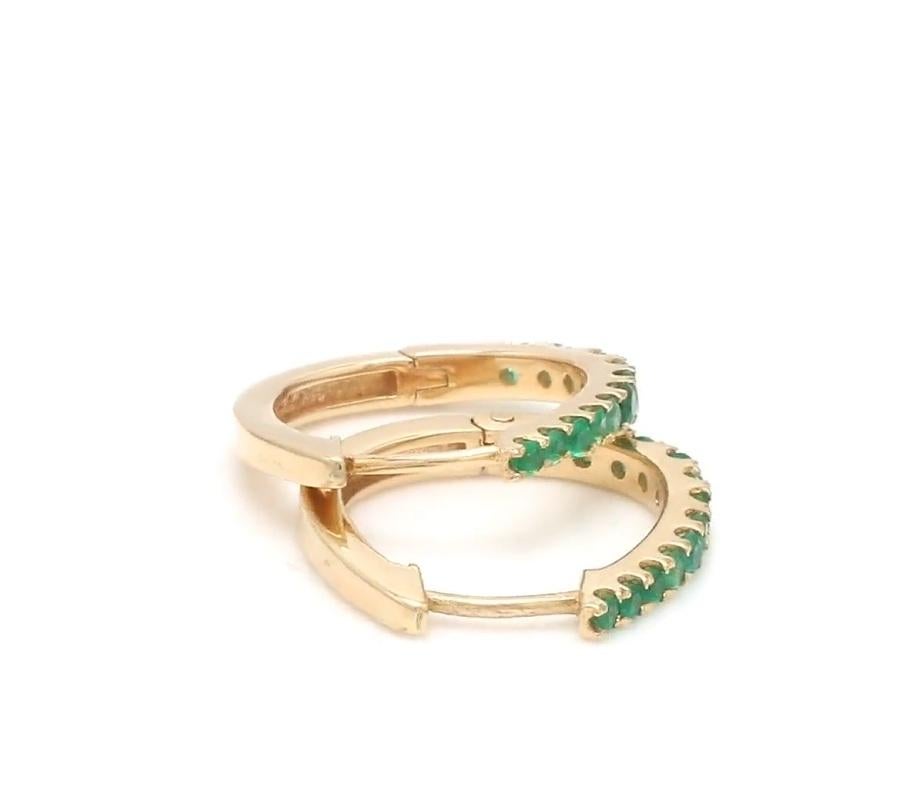 Natural zambian emerald earring in 14k gold en vente 1