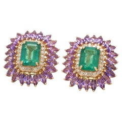 Natural zambian emerald earring in 14k gold