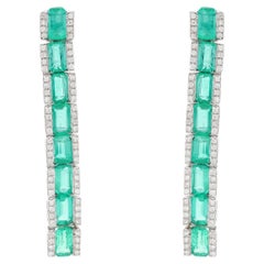 Natural Zambian emerald earring with diamond 0.50 cts in 18k gold