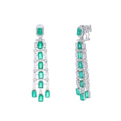 Natürlicher 10.36cts sambischer Smaragd & Diamant 2.72cts Ohrring in 18k Gold