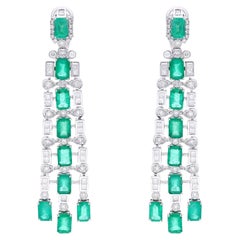 Natural Zambian emerald earring with diamond 2.72 cts in 18k gold