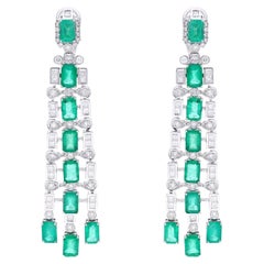 Natural Zambian emerald earring with diamond 2.72 cts in 18k gold