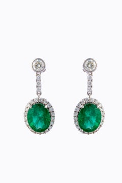 Natural Zambian Emerald Earring with Diamond and 14k Gold
