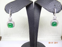 Natural 8.42cts Zambian Emerald & 1.54cts Diamond Earring in 14k Gold
