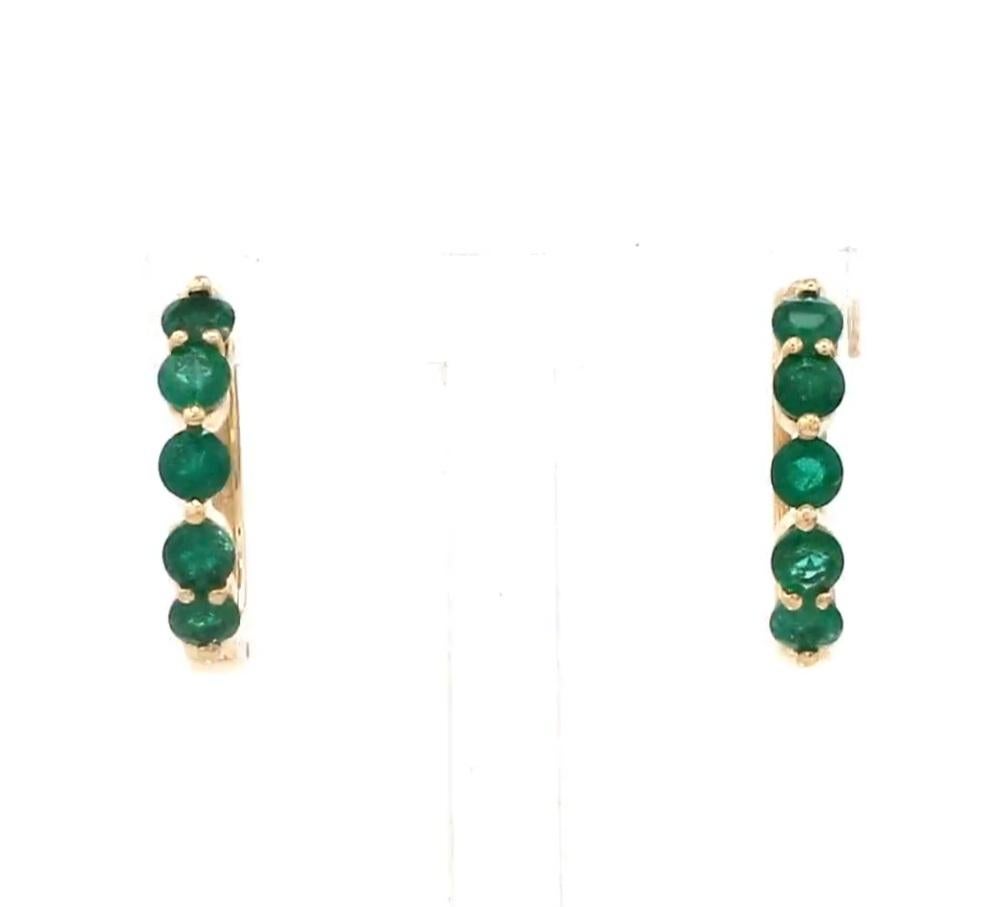 Natural Zambian emerald earringin 14k gold en venta 4