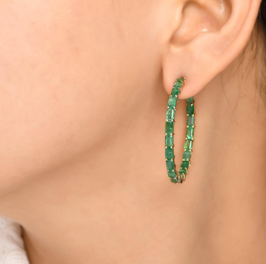 Natural zambian emerald earrings in 14k gold en venta 10