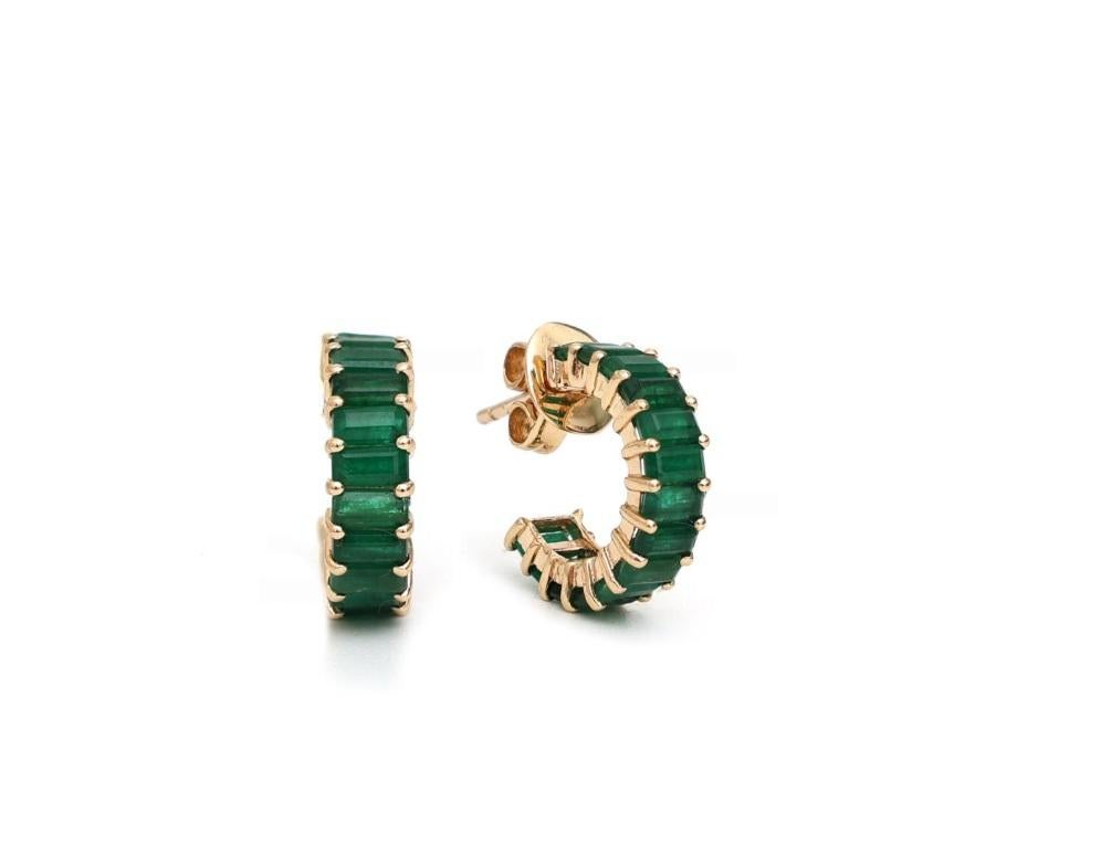Natural zambian emerald earrings in 14k gold en venta 1