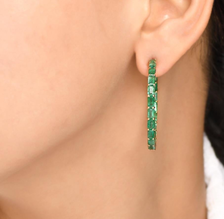 Natural zambian emerald earrings in 14k gold en venta 1