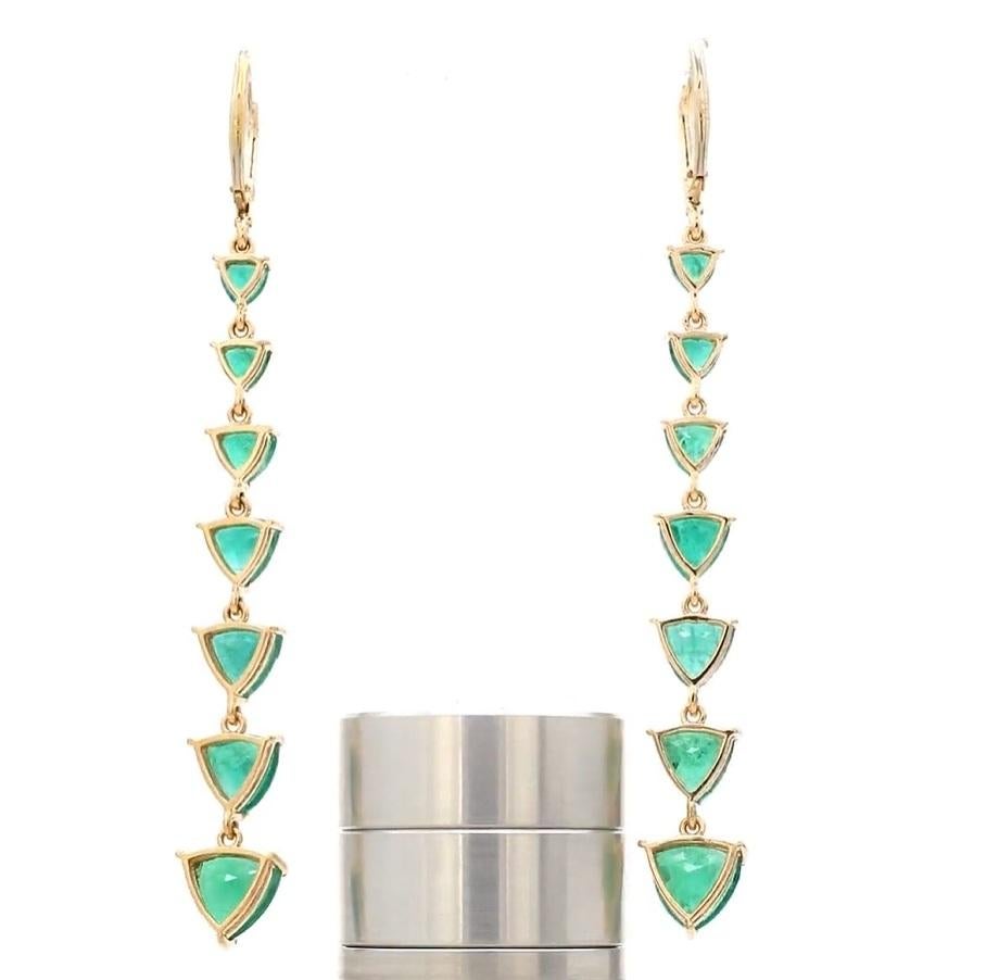 Natürlicher 10,39 Karat sambischer Smaragd & 0,12 Karat Diamant-Ohrringe aus 14k Gold im Angebot 2