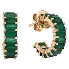 Natural zambian emerald earrings in 14k gold
