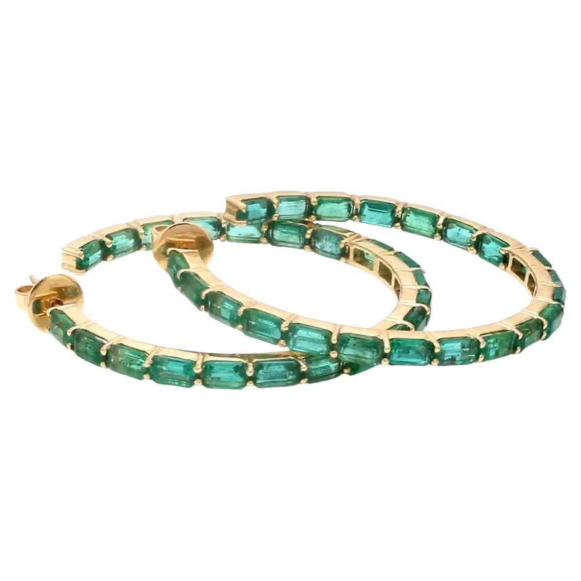 Natural zambian emerald earrings in 14k gold