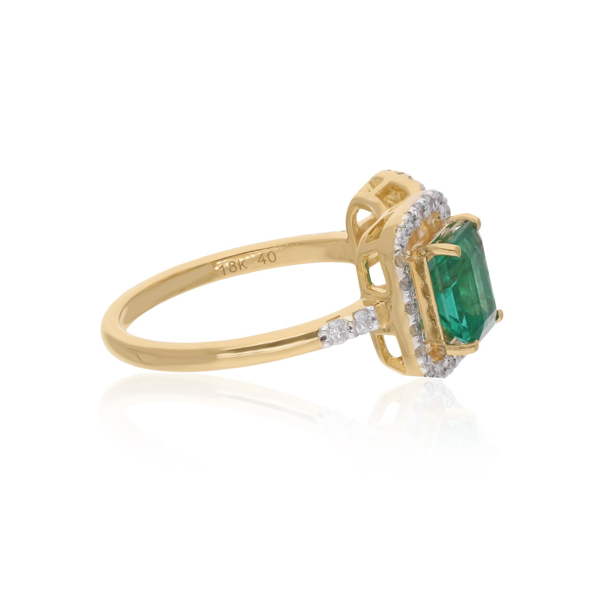 Cast from 18-karat gold, these exquisite ring is handset with 1.04 carats Zambian emerald and 0.58 carats of sparkling diamonds.

The ring is a size 7 US and may be resized to larger or smaller upon request. FOLLOW SPECTRUM JEWELS storefront to view