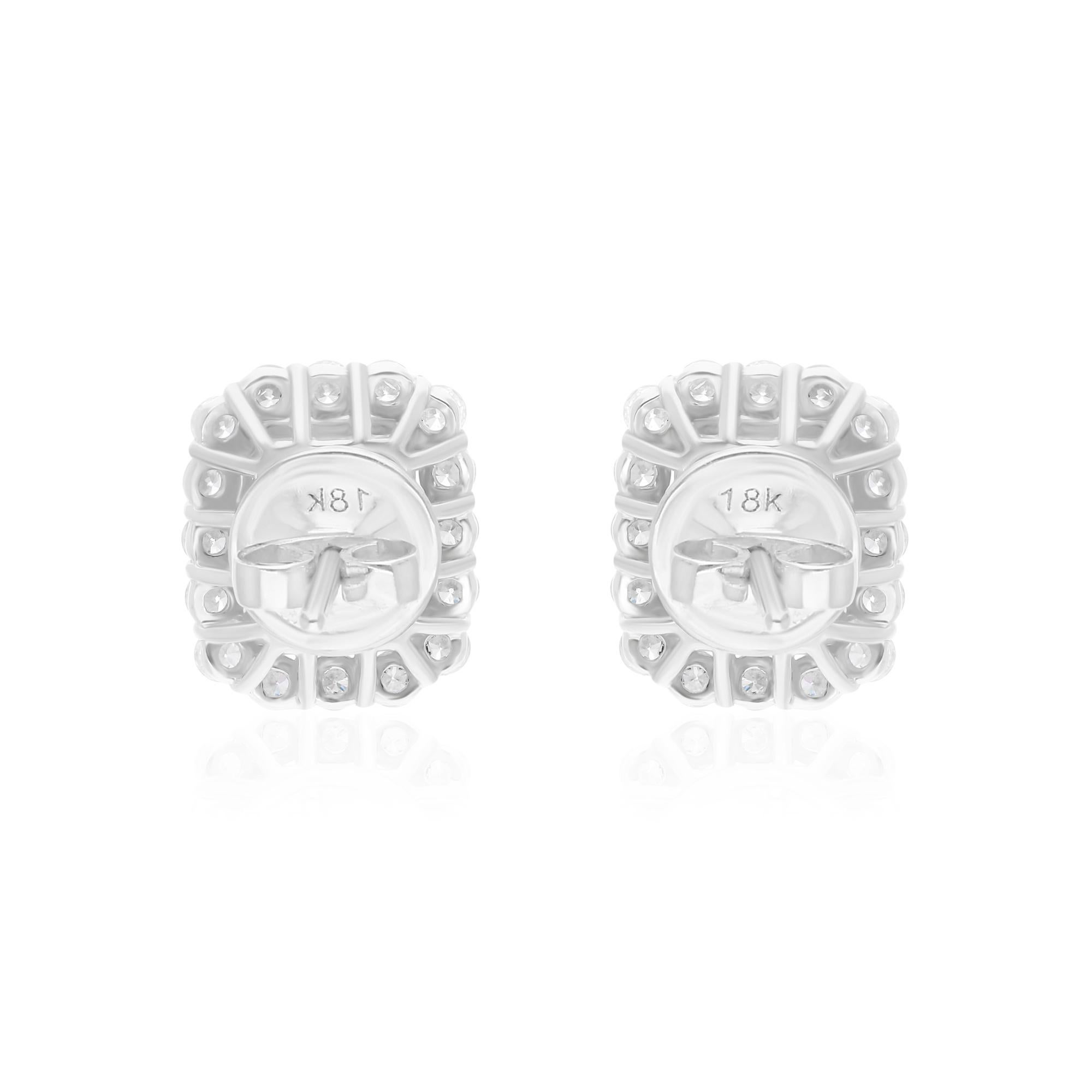 Natürliche sambische Smaragd-Edelstein-Ohrringe SI/H Rund Diamant 18 Karat Weißgold Damen im Angebot