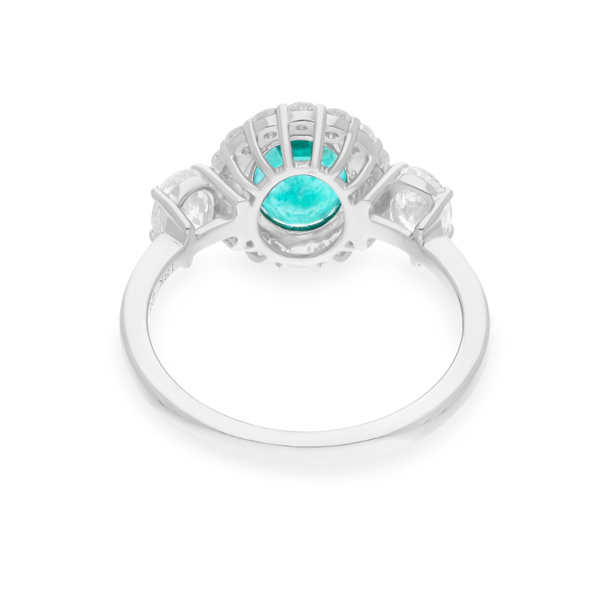 Esmeralda zambiana natural Anillo SI/H Diamante Joyas de oro blanco de 18 quilates Moderno en venta