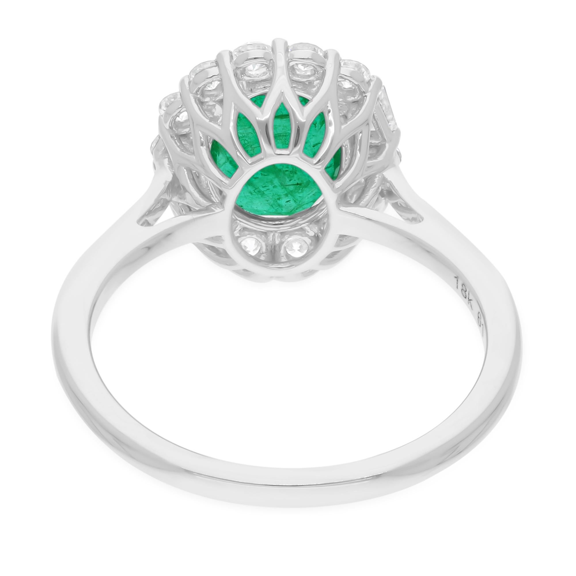 Esmeralda zambiana natural Anillo SI/H Diamante Joyas de oro blanco de 18 quilates Moderno en venta