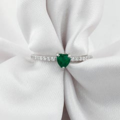 10 Karat White Gold Emerald and Diamond Accent Band