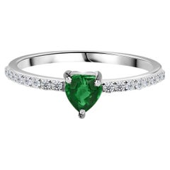 10 Karat White Gold Emerald and Diamond Accent Band