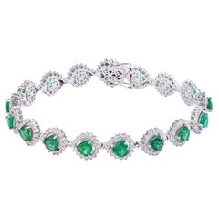 7.42cts  Zambian Emerald Tennis Bracelet with 3.00cts Diamonds and 14k Gold