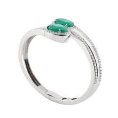 Natural Zambian Emerald High Quality & Diamond Bracelet in 18k Gold