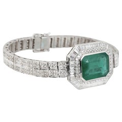 Natural zambian Emerald high quality & diamond Bracelet in 18k gold