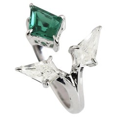 Natural zambian Emerald high quality  diamond ring in 18k gold