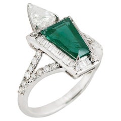 Natural Zambian Emerald high quality & diamond ring in 18k gold