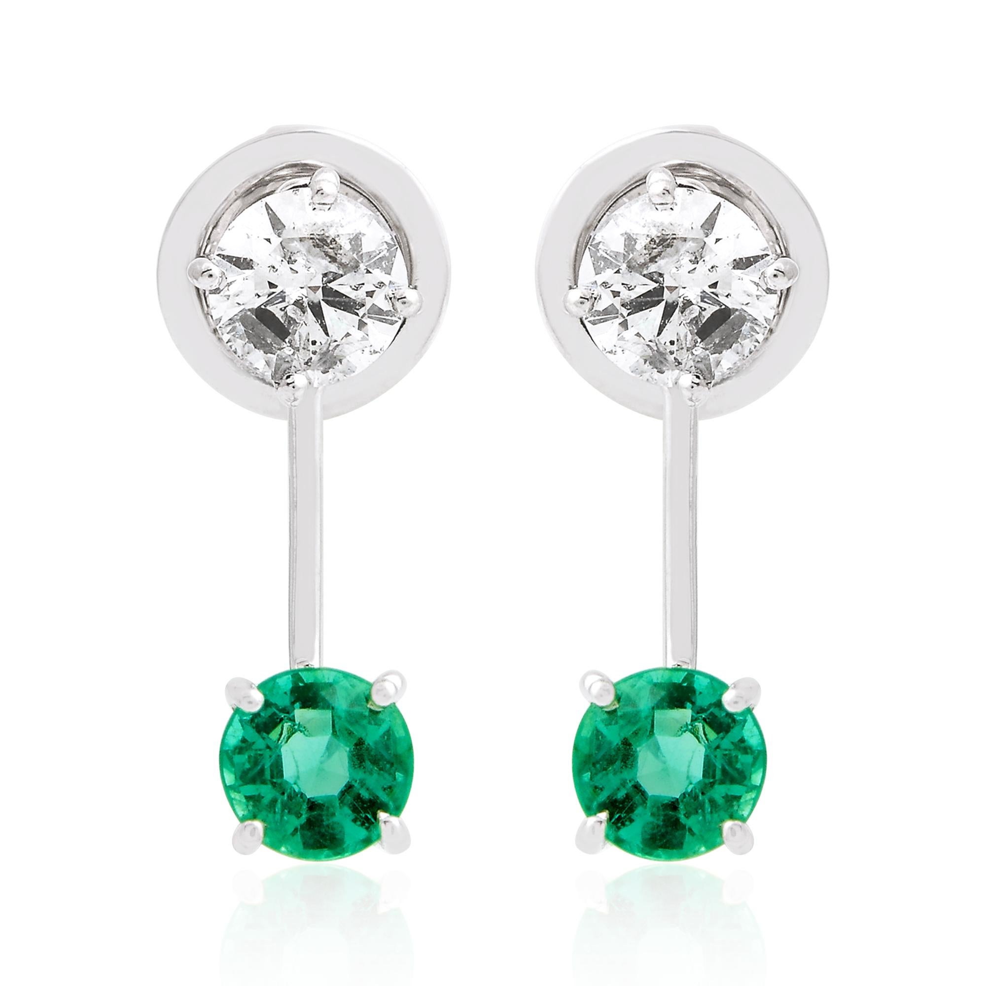 Item Code :- SEE-1536B
Gross Wt :- 2.69 gm
Solid 18k White Gold Wt :- 2.45 gm
Natural Diamond Wt :- 0.5 Carat ( AVERAGE DIAMOND CLARITY SI1-SI2 & COLOR H-I )
Natural Emerald Wt :- 0.7 Carat
Earrings Size :- 16x5 mm

✦ Sizing
.....................
We