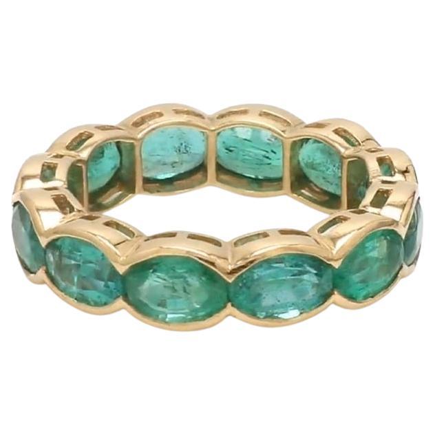 Natural zambian emerald oval ring in 18k gold