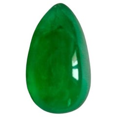 Natural Zambian Emerald 10.95 Carat Pear Cabochon Loose Gemstone