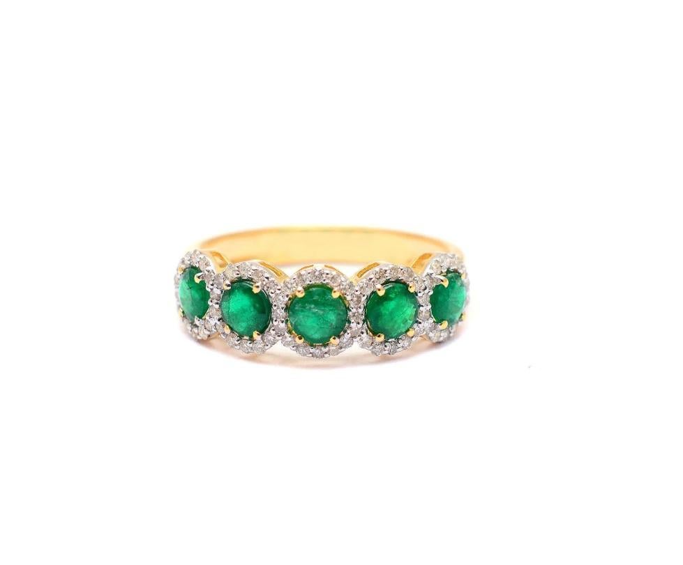 Green and Glossy! Made in 14K Solid Yellow Gold, 0.33 Carat Genuine Diamond (G-H COLOR, SI1-SI2 Purity ) and authentic Emerald Gemstone! The embedded gemstones are all you need to give that regal and royal vibe! Choose this for your important days