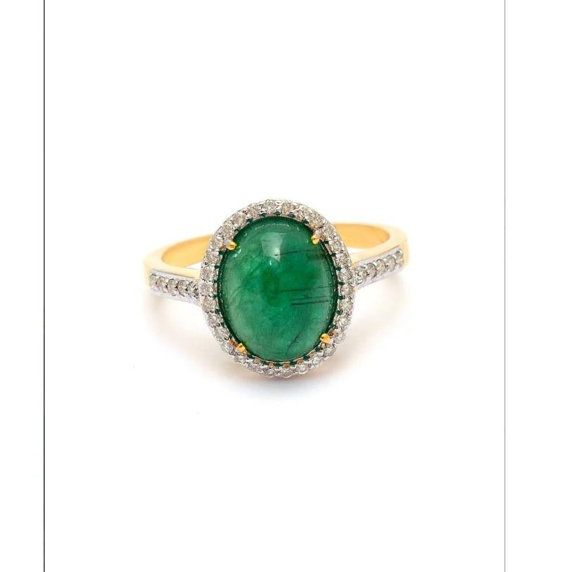 Natural zambian Emerald Ring 14K gold In New Condition For Sale In jaipur, IN
