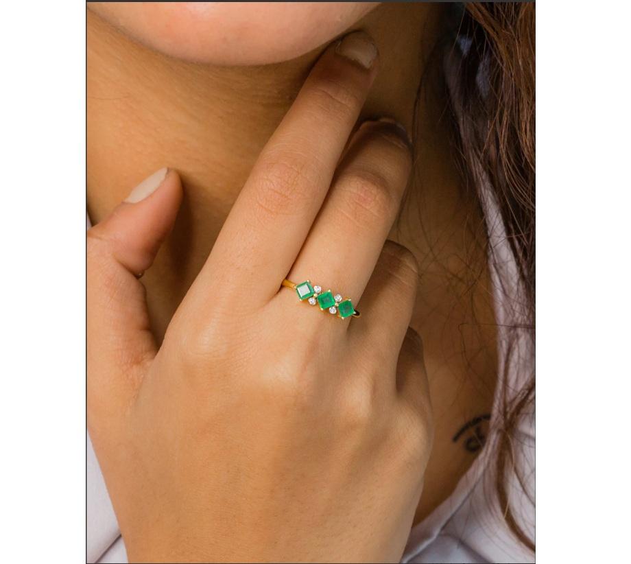 De las mujeres Esmeralda natural de Zambia Anillo de oro de 14 quilates en venta