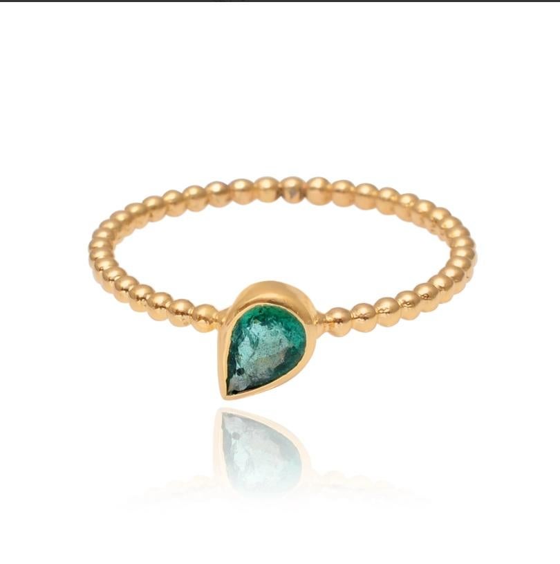 Natural Zambian Emerald Ring 14K Gold im Angebot 1