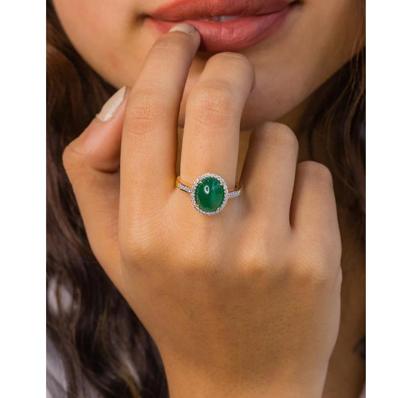 Natural zambian Emerald Ring 14K gold For Sale 1