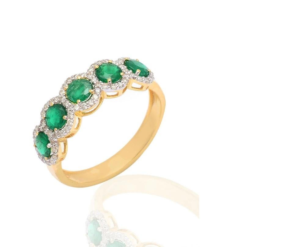 Natural zambian Emerald Ring 14K Gold For Sale 1