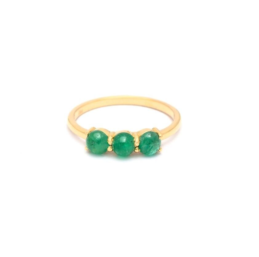 Esmeralda natural de Zambia Anillo de oro de 14 quilates en venta 1
