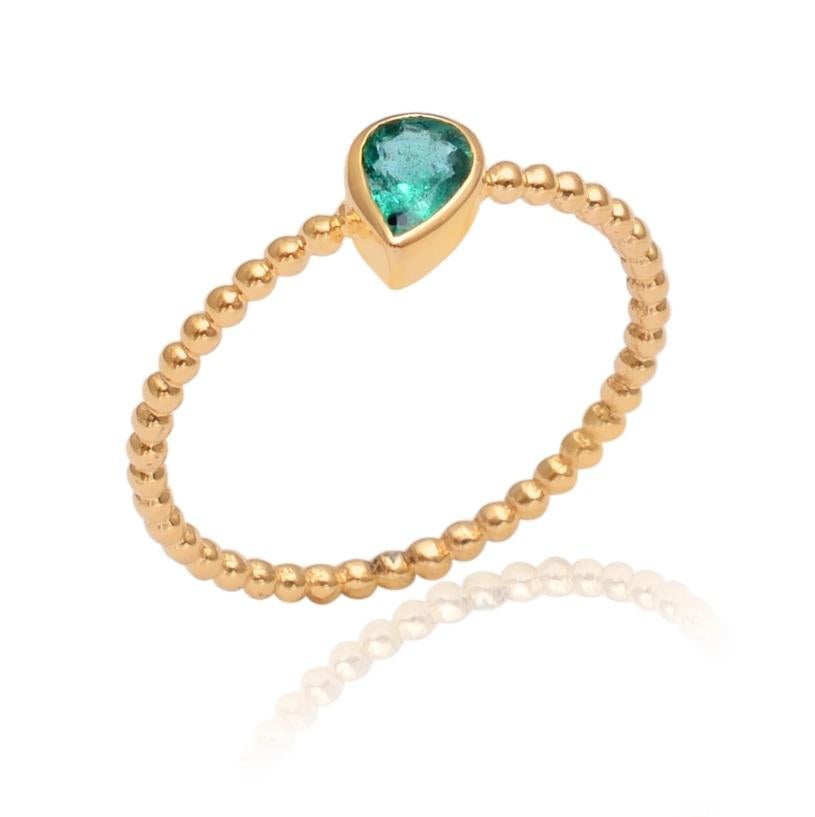 Natural Zambian Emerald Ring 14K Gold im Angebot 3