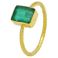 Bague en émeraude naturelle de Zambie Or 18K