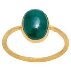 Bague en émeraude naturelle de Zambie Or 18K
