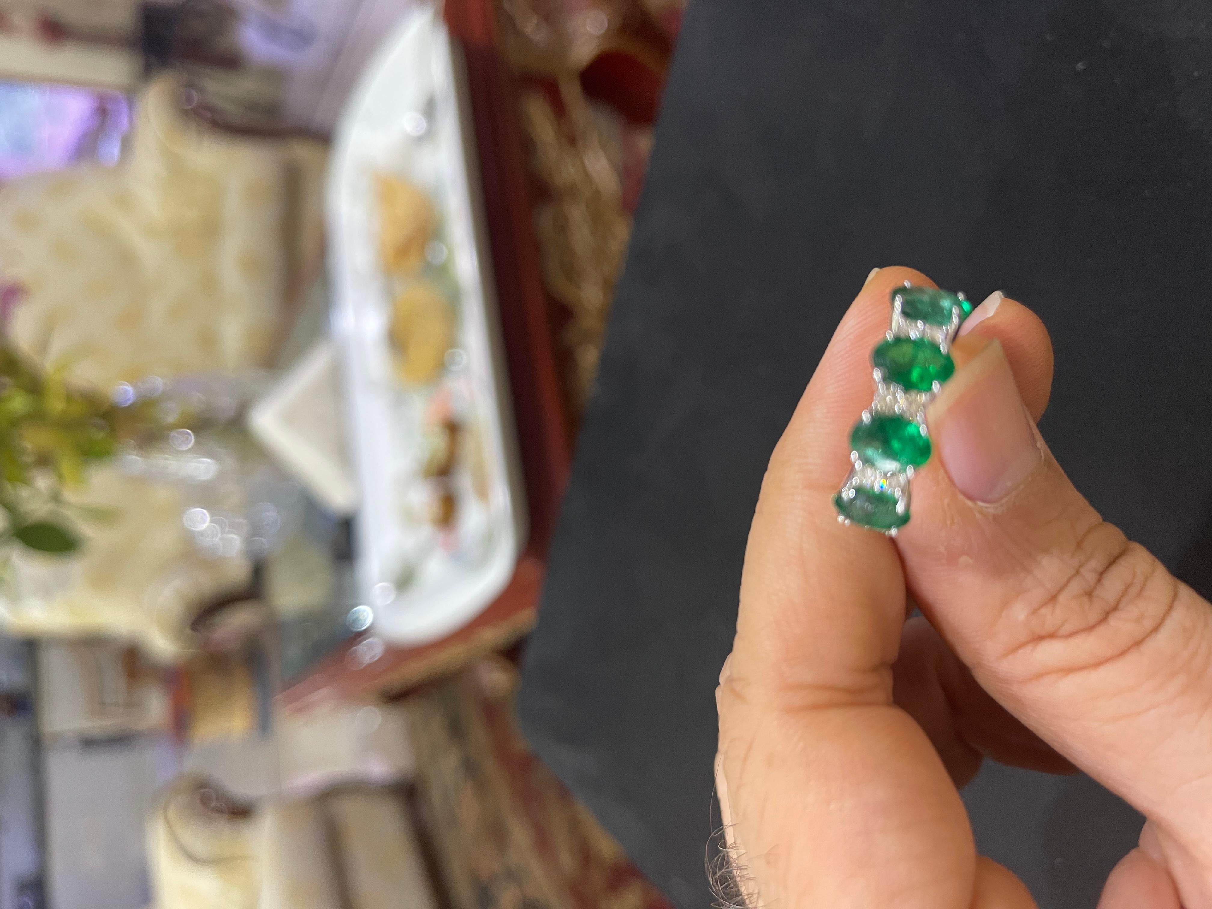 Natürlicher sambischer Smaragdring, 3 Karat und 0,42 Karat in 14 Karat Gold für Damen oder Herren im Angebot