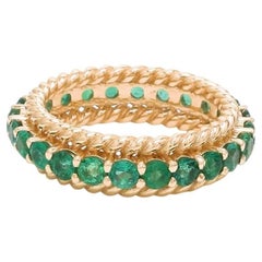 Bague en or 14k avec émeraude naturelle de Zambie