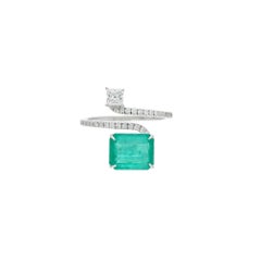 Emerald and Diamond Halo Ring, 3.11ct Zambian Emerald, 18k Gold