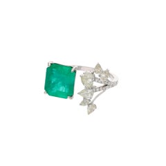 Natural 4.85cts Zambian Emerald & Diamond 0.92cts Ring in 18k Gold