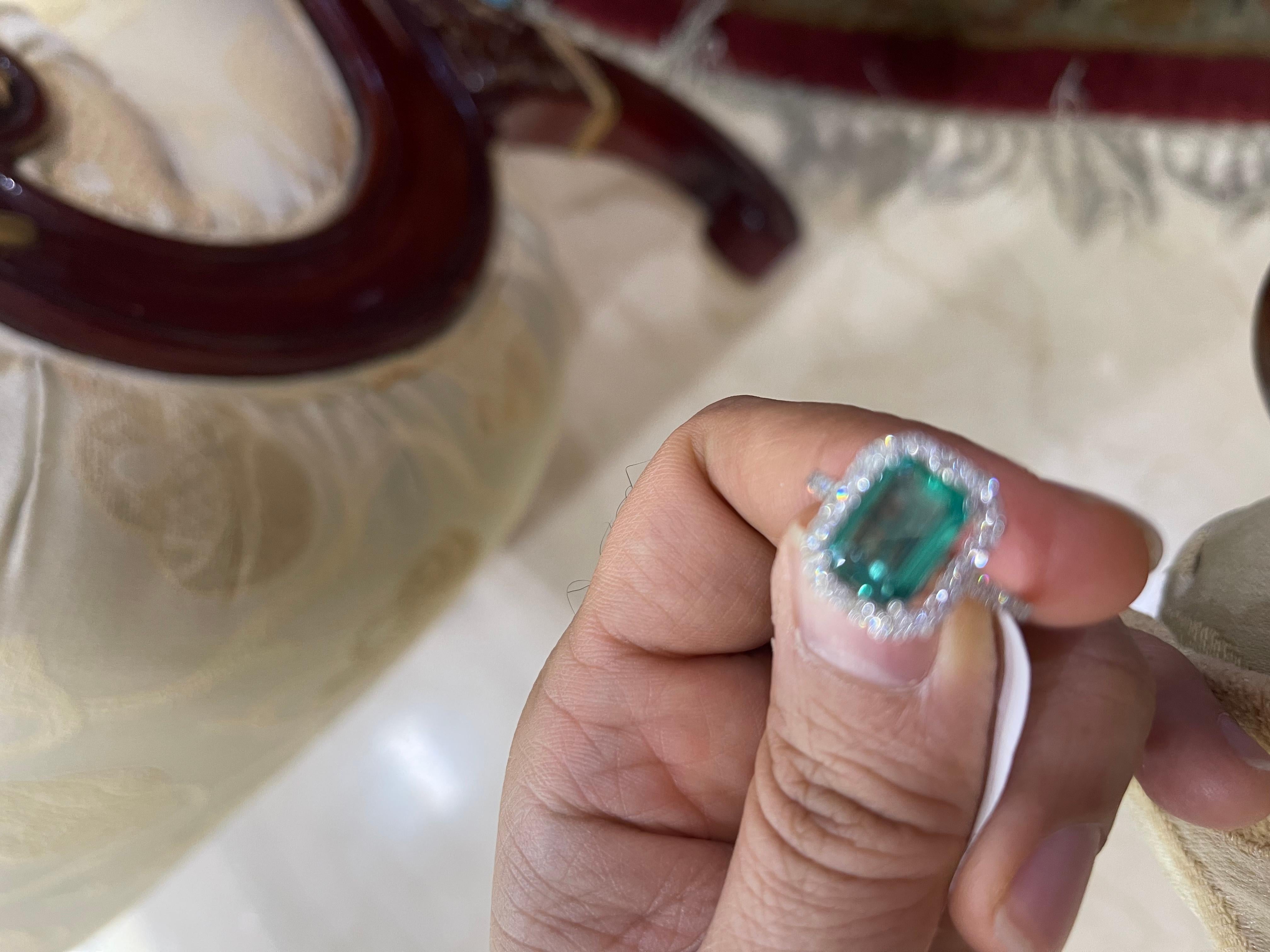 Natural Zambian Emerald Ring with Diamonds and 14k Gold 1