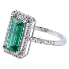 Natural Zambian Emerald Ring with Diamonds and 14k Gold